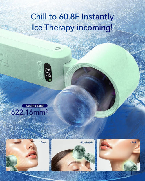 Experience Ultimate Comfort with the Handheld Portable Turbo Fan – Rechargeable 5500mAh Personal Cooler with 199 Speed Settings for Travel and Outdoor Use, Light Green